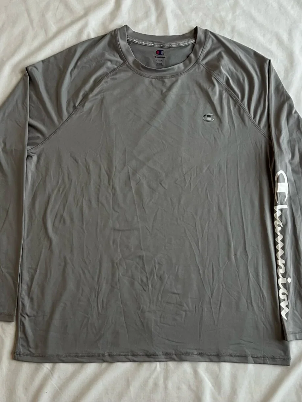Champion Light Gray Long-Sleeve UPF 50+ Sun Tee Rash Guard - Men's Large